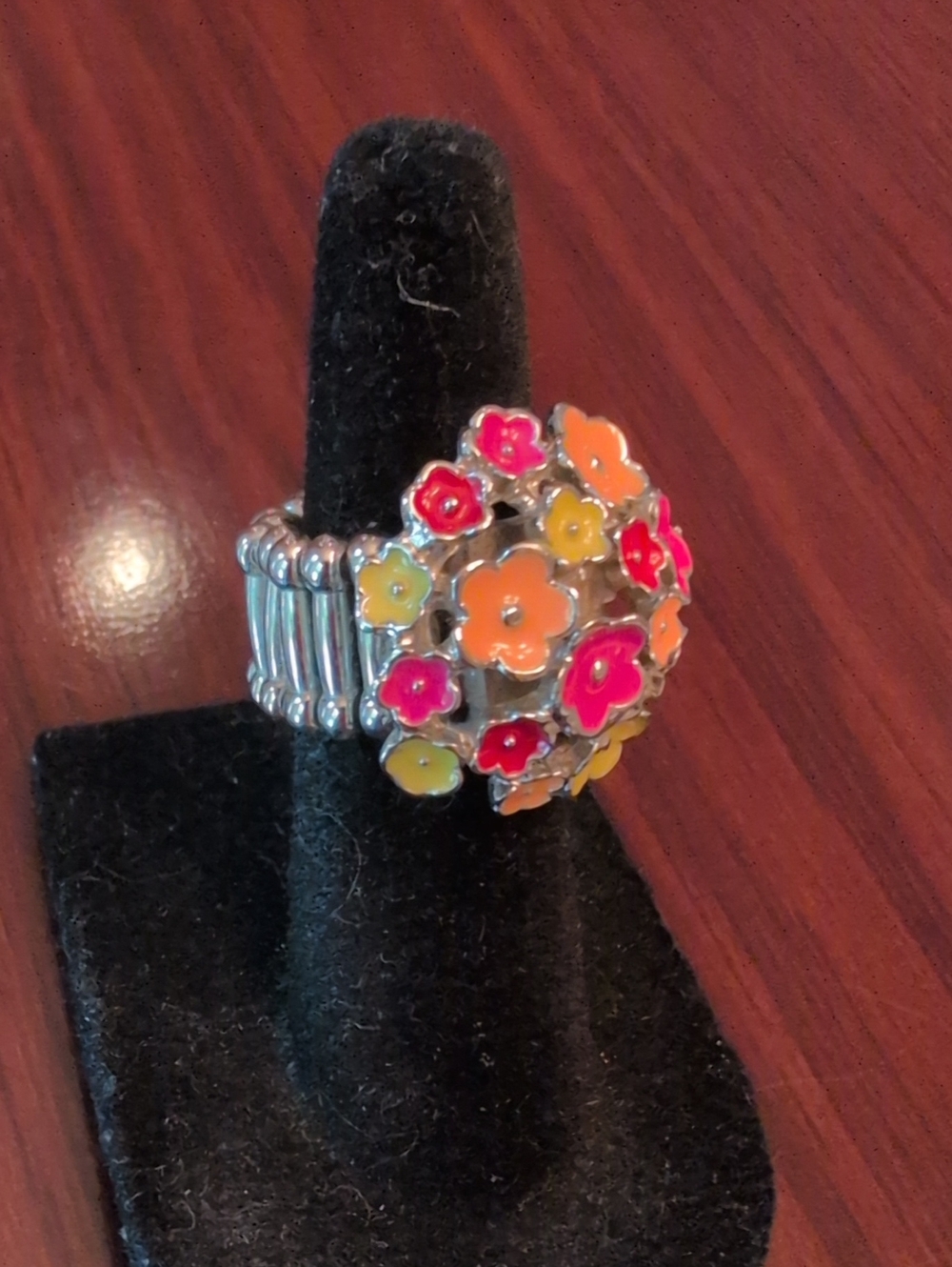 Floral Multicolor Enamel Flower Ring - Women Jewelry